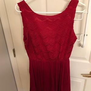 Francesca’s Cranberry/Red Mini Dress w/ Lace Top